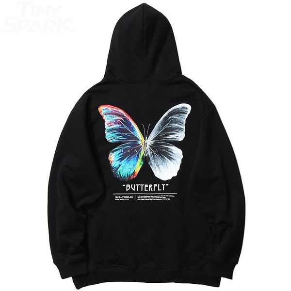 

harajuku color butterfly hooded sweatshirts men women autumn winter fashion punk style black pullovers casual oversized hoodies men's &