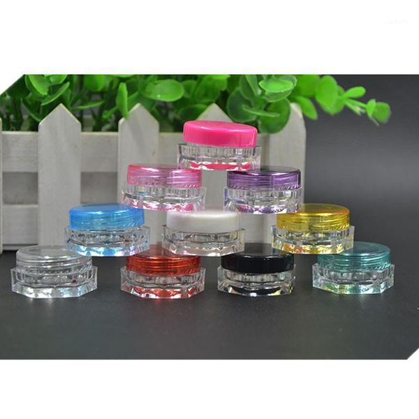 

storage bottles & jars 50ps 3g plastic nail powder pot jars, clear cosmetic containers, with lids wholesale empty, colorful lid
