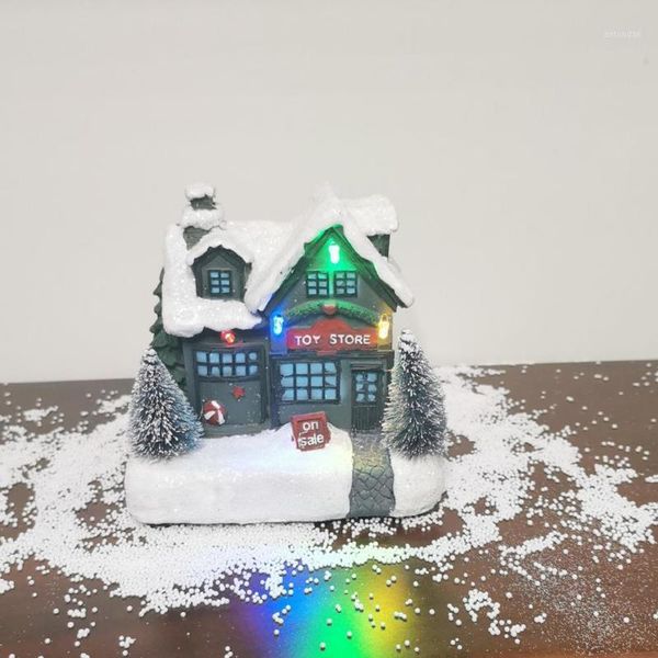 

christmas decorations winter snow toy store village house with led light