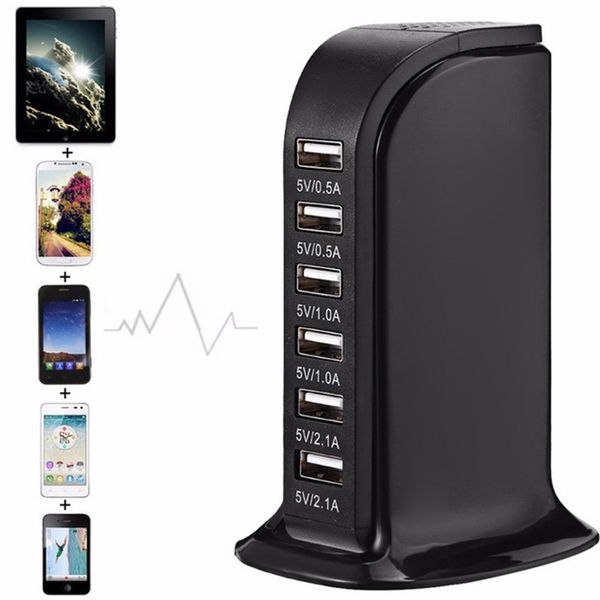 30W Multi 6 Port USB Carregador 6A Rápido Carregamento Estação de Desktop Conectores Extensão Socket PlatonInt Hub conectores