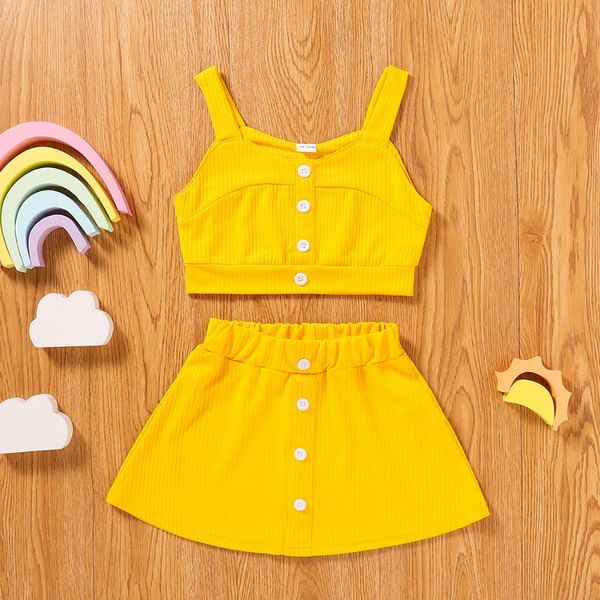 

baby girls summer clothing sets 2021 cute kids sling crop + solid skirt cool fashion children swimming suit, White