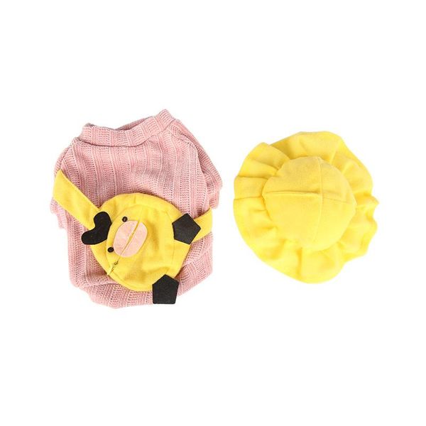 

dog apparel autumn and winter pet clothes small yellow duck backpack little hat