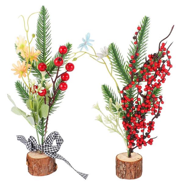 

decorative flowers & wreaths 2pcs mini christmas tree simulation xmas party desktop