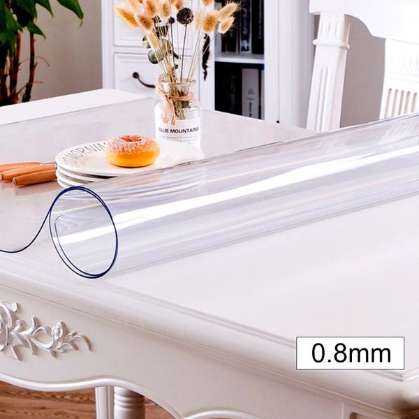 

table cloth tablecloth transparent soft plastic pvc cover rectangular household waterproof oilproof kitchen living room mat 0.8mm