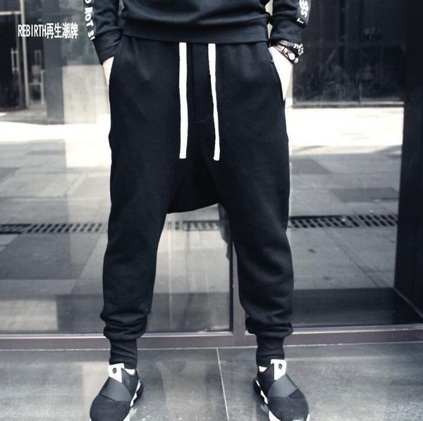 

summer fashion big crotch pants men feet trousers loose plus size thin mens harem black elastic band low-grade men's