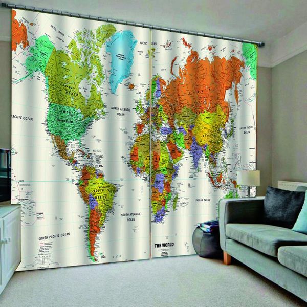 

curtain & drapes vintage map curtains 3d luxury blackout window living room