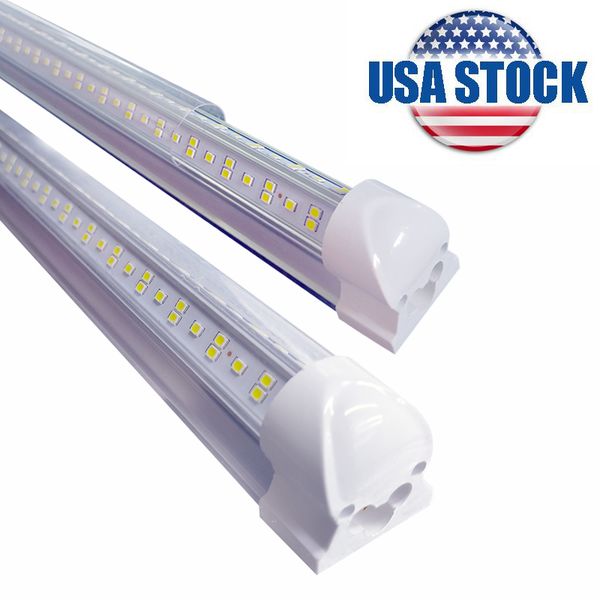 

25/pack cooler door integrated v shape 8ft led tube light 6500k 144w clear lens 14400lm for warehouse garage stocks in new jersey ac85-265v