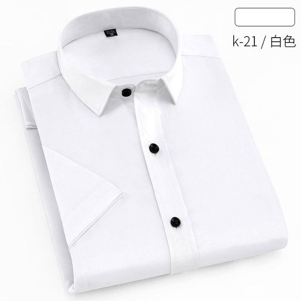 

[elastic cotton]men's white shirt men's short sleeve non iron work clothes slim fit korean formal casual shirts, White;black