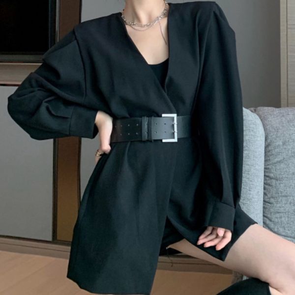 

long-sleeve black dress of the women harajuku tracks womens chic spring and autumn dressed in vintage blazer, Black;gray