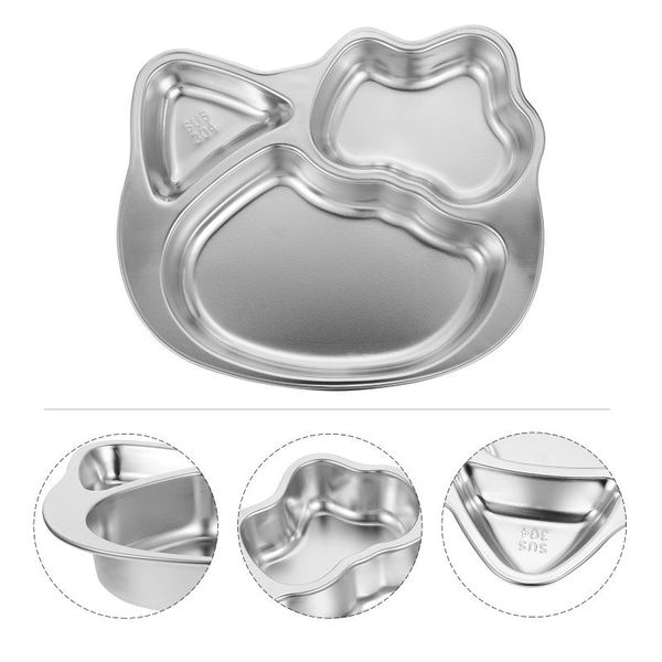 

dishes & plates 1pc stainless steel snack plate kids divided dinner serving