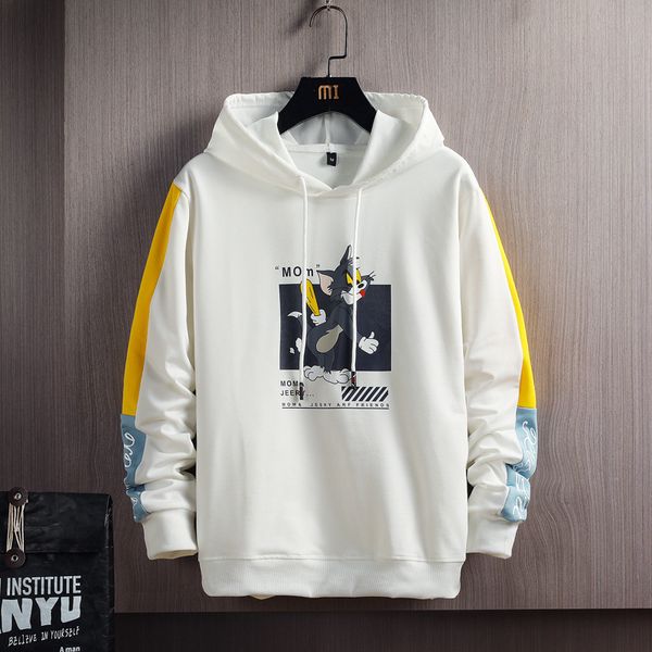 

tbk-w210 - youth 2021 spring men's casual cartoon hooded sweater, Black