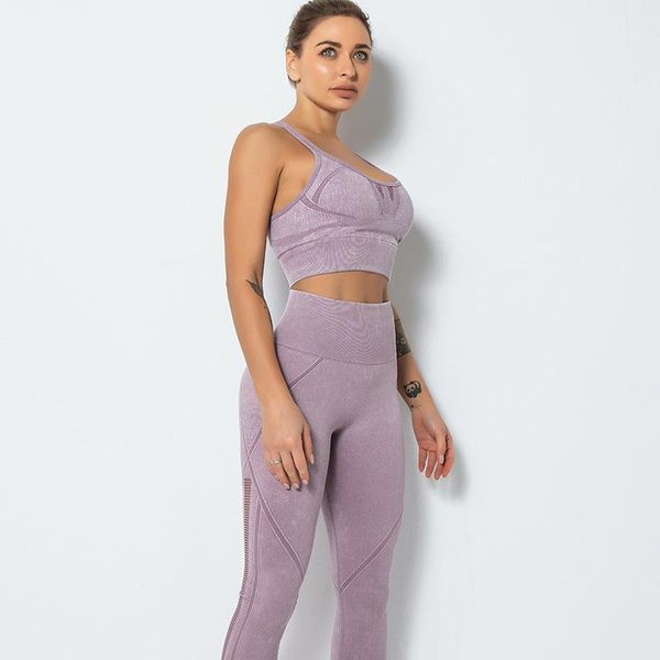 

seamless sport set women brown 2 piece crop bra leggings yoga sportsuit workout outfit fitness gym clothes