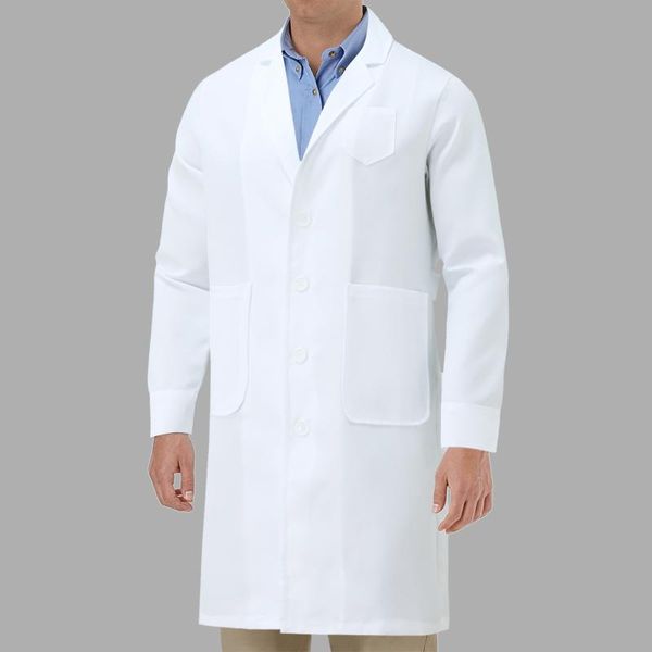 

men's jackets white uniforms coat men workwear professional full length 3 pocket lab scrubs, Black;brown