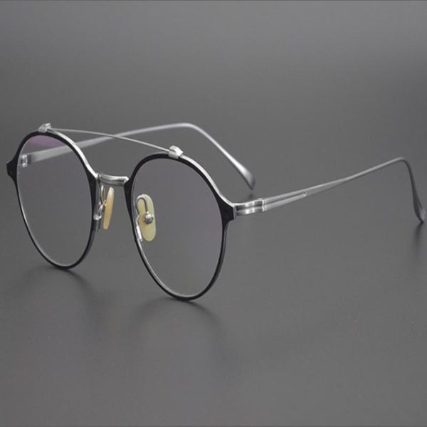 

fashion sunglasses frames pure titanium round frame eyeglasses women retro optical eyewear clear lens prescription vintage myopi, Black