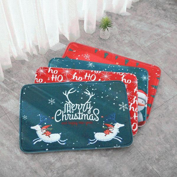 

bath mats christmas flannel cartoon floor kitchen bedroom bathroom rug environmental protection point plastic bottom non-slip carpet