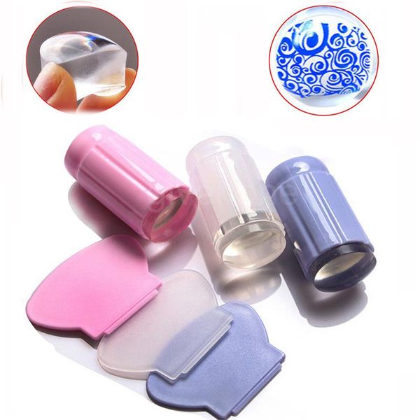 

nail art templates wholesale portable clear jelly silicone stamping plates scraper fast for diy stamper manicure image plate tools, White