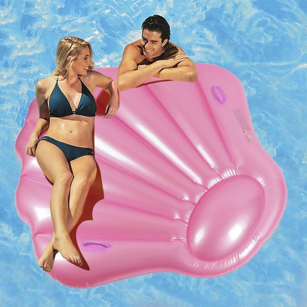 

giant inflatable rose gold shell pool float seashell scallop ride-on swimming ring for women water party toy air lounger piscina floats & tu
