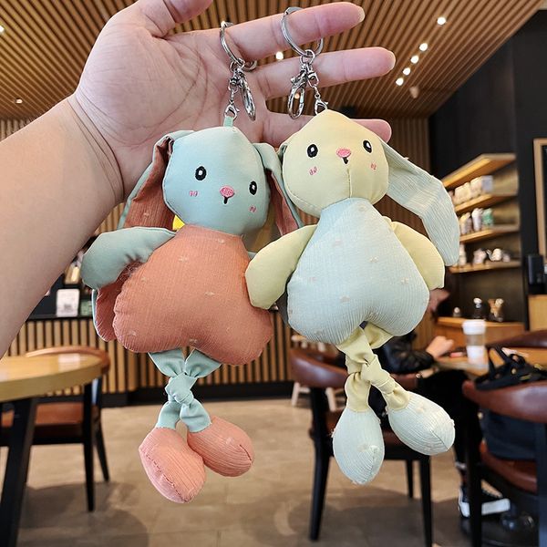 

keyring keychain creative rabbit doll cartoon animation bag pendant small commodity cute accessories, Silver