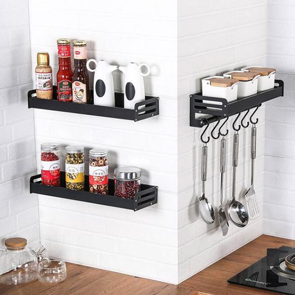 

punch-wall mounted kitchen racks aluminum spice shelf holder organizer multi function storage organization &