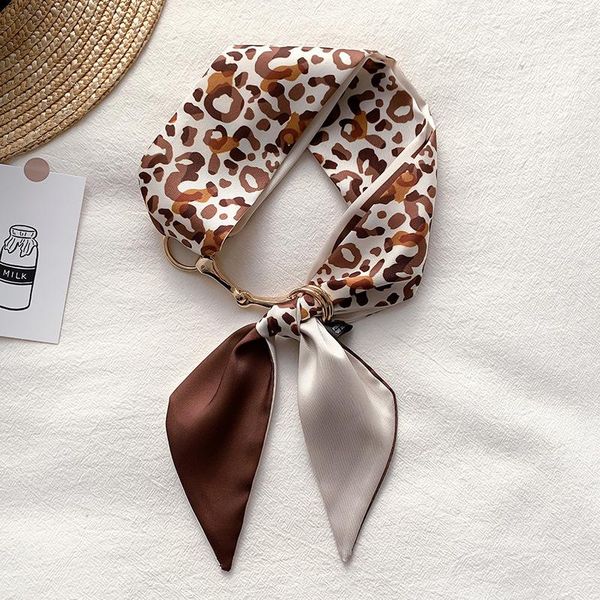 

scarves fashion houndstooth print narrow long square scarf office lady double-sided beveled letter small neck ribbon, Blue;gray