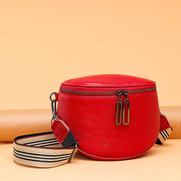 

leather bag women's 2021 simple fashion wide shoulder belt single menger saddle