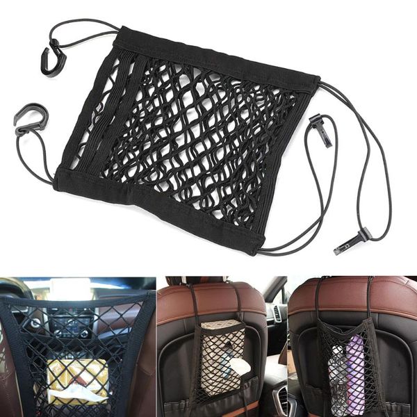 

car organizer strong elastic mesh net bag between seat back storage luggage holder pocket for styling