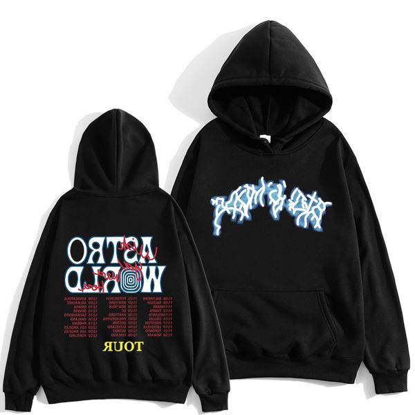 

travis scoff tour astroworld hoodies 1:1 streetwear hip hop hoping you are here men, Black