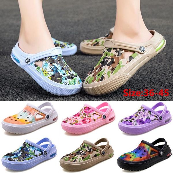 

slippers summer beach jelly sandals hole shoes home garden camouflage men and women casual, Black