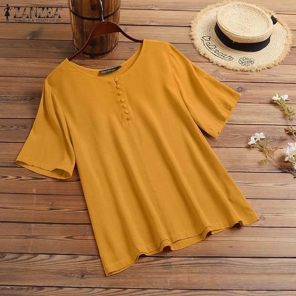 

women's blouses & shirts women's vintage cotton linen blouse 2022 women summer retro casual solid short sleeve blusa femininas la, White