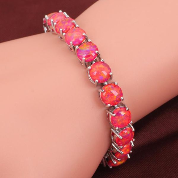 

charm bracelets glam luxe mysterious silver color red fire opal & bangles for teen girls engagement jewelery woman wedding ab432, Golden;silver