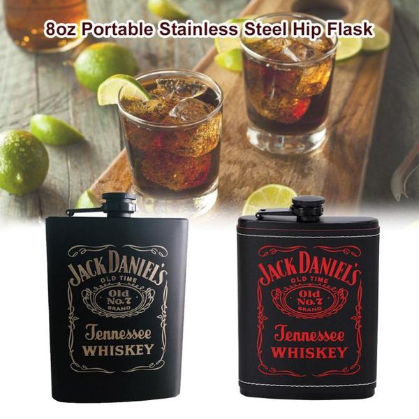 

water bottle 8oz portable stainless steel hip flask flagon whiskey wine pot leather cover of alcohol rum vodka gift for men