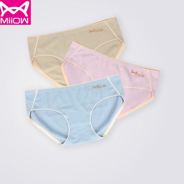 

women's panties miiow cotton underwear antibacterial breathable skin-friendly mid-waist seamless ladies briefs summer 2201, Black;pink