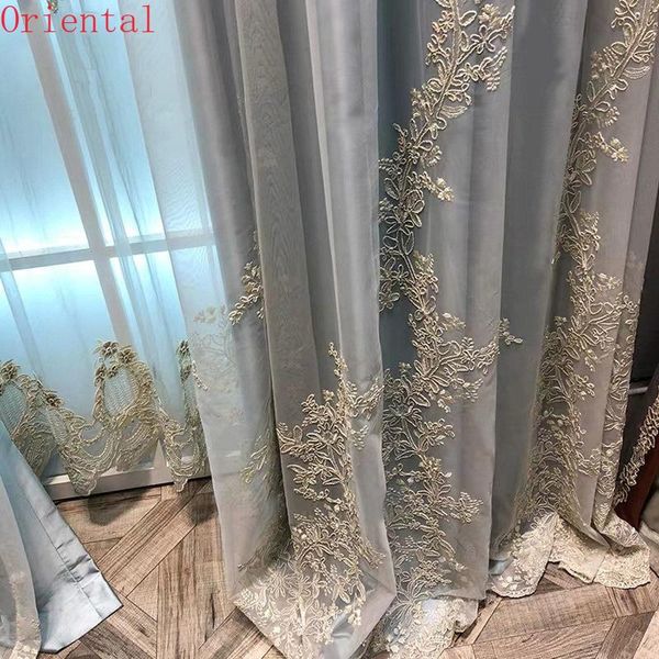 

luxury embroidered tulle curtains for bedroom embossed floral romantic sheer delicate rustic window treamnet drapes m201c curtain &