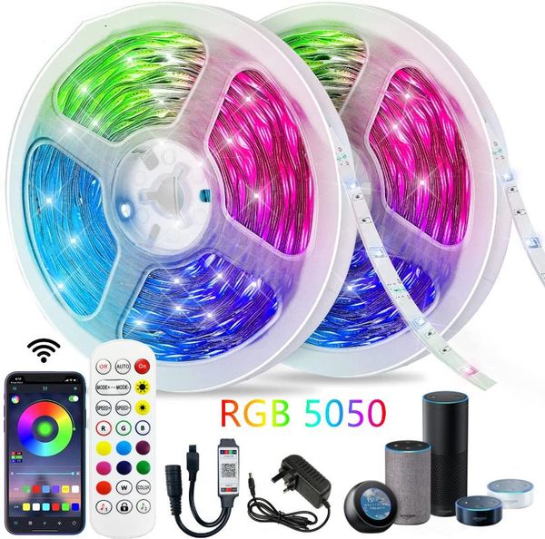 

strips led bar light bluetooth rgb smd 2835 waterproof flexible tape diode luces neon 5m 10m dc12v for interior de