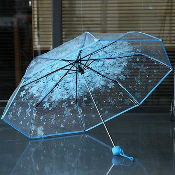 

umbrellas transparent for protect against wind and rain clear sakura 3 fold umbrella field of vision household gear