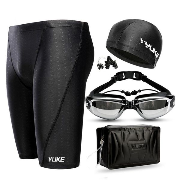 

man swimsuit quick dry waterproof swimming goggles cap trunks men summer surf brand beach shorts men's, White;black