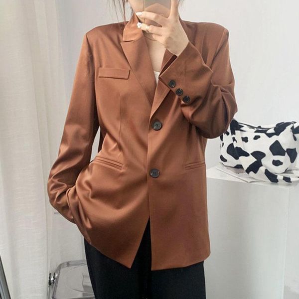 

women's suits & blazers [ewq] korea chic temperament white blazer autumn 2021 notched loose single breasted long sleeve suit jacket 16e, White;black