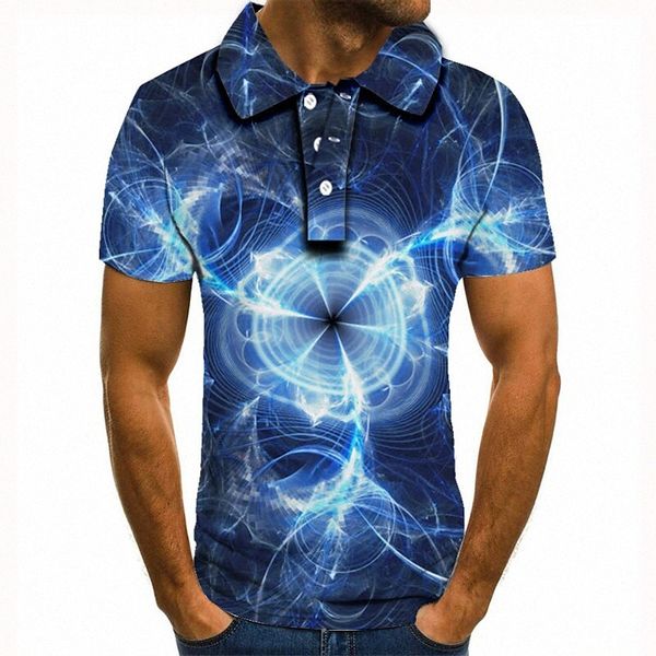 

men's golf shirt 3d print lightning graphic prints collar street casual button-down short sleeve casual fashion cool blue / sports 298, White;black