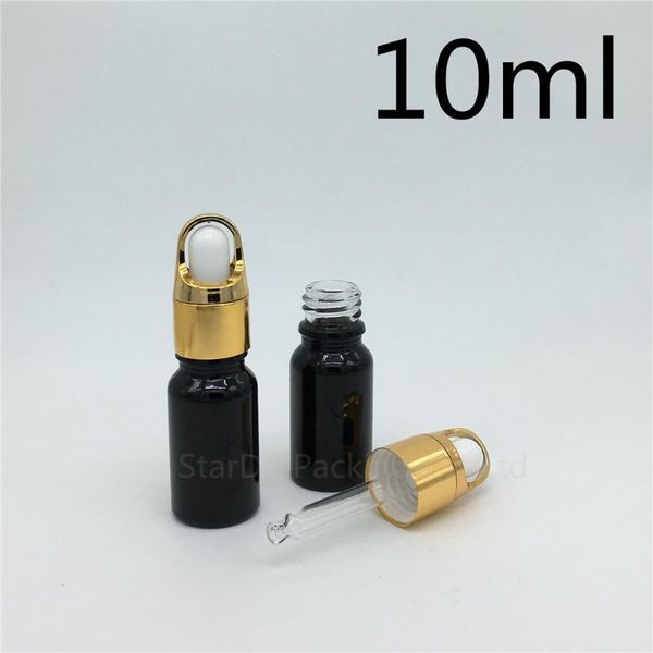 

12pcs/lot 10ml empty black glass essential oil bottle with flower basket dropper, 10cc perfume storage bottles & jars