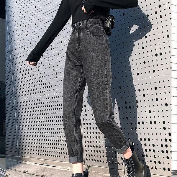 

directly canister casual loose women jean spring autumn high waist denim pants vintage radish female, Blue