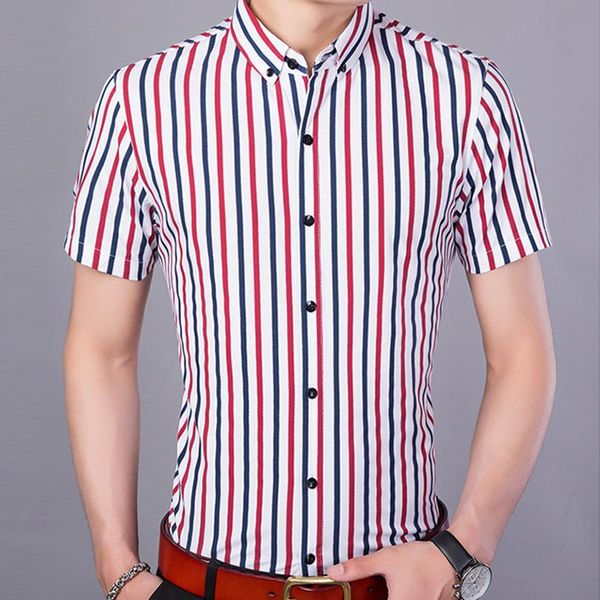 

men's casual shirts no.48098 korean style vertical stripes fashion slim long sleeve shirt summer 2021 quality cotton soft luxury men, White;black
