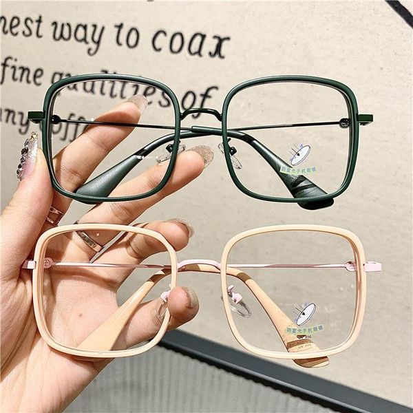 

fashion sunglasses frames 2021 metal anti blue light women eyewear retro optical men eyeglasses myopia universal eye glasses frame, Black