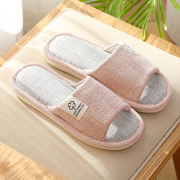 

women's four-season slippers, deodorant and sweat absorption, pure cotton, linen, cloth art, simple, thick soled home shoes 36-41, Black