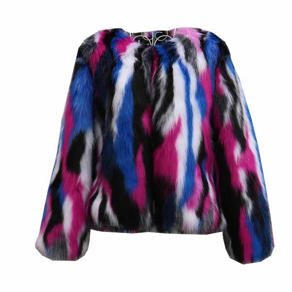 

women's fur & faux 2021 female winter thicken warm imitation coat women korean plus size slim ulti-color raccoon jackets g059, Black