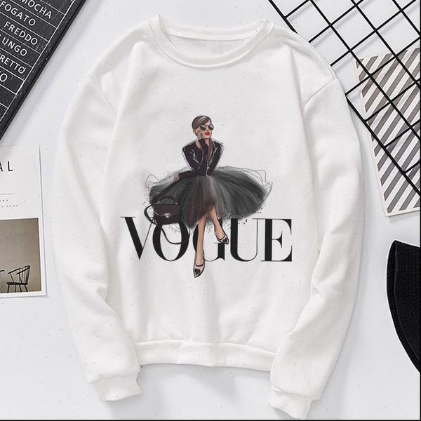

thin section harajuku print womens sweatshirt vogue girl letter korean kpop fashion casual aesthetic hoodie, Black