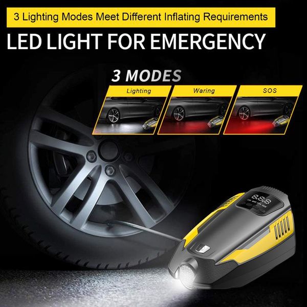 

inflatable pump portable air compressor tire inflator digital for car tires bicycle and other inflatables auto with led light