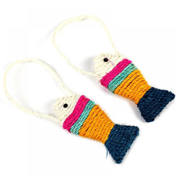 

cat toys 1pc sisal scratching toy playing funny rope weave fish shape scratch catch for kitten grinding supplies
