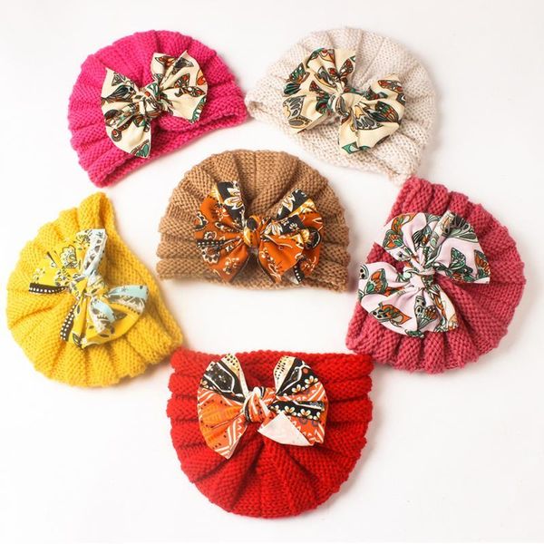 

caps & hats warm baby cap turban headband bow fashion hat solid head scarf for girls elastic infant accessories, Yellow