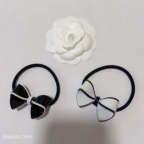 

fashion black and white acrylic bow head rope c style rubber band hair ring for ladies collection luxury hair accessories items hair tie vip, Pink