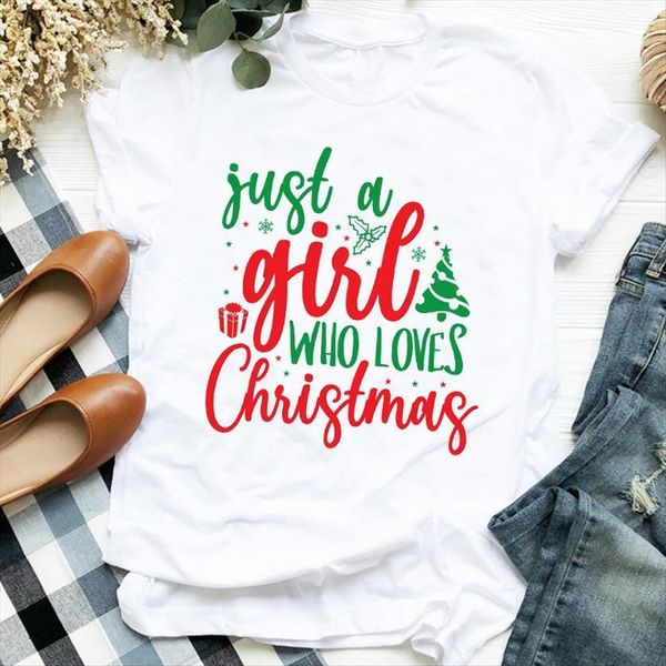 

tree letters clothing style trend women t shirts 90s holiday merry christmas clothes ladies graphic print tee female shirt, White